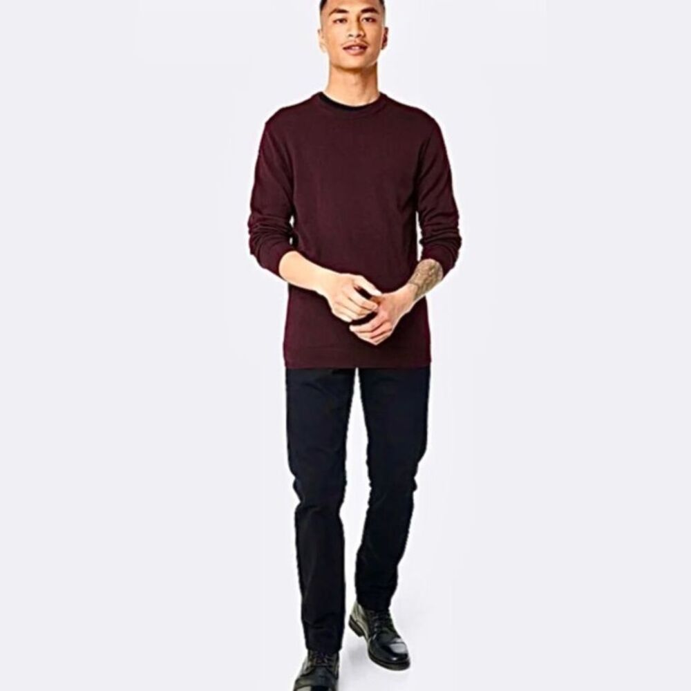 Cubus CBC 96% Lambswool Crewneck Sweater Burgundy Nylon Outdoor Sz L EU